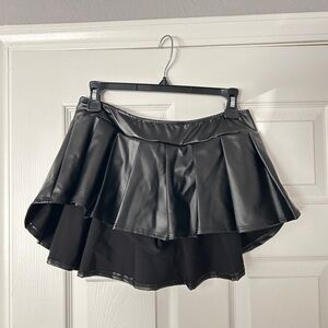 Black Faux Leather Mini Skirt